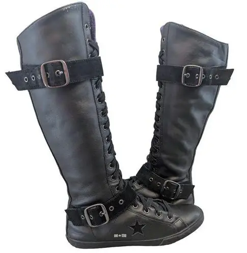 Converse OS LO PRO XXHI Black Leather Knee High Lace Up Boxing Boot Womens 6.5