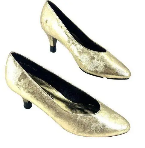Premiere Collection Carolyn Gold Print Ballroom Dance Shoes Smooth Modern Waltz Size 6