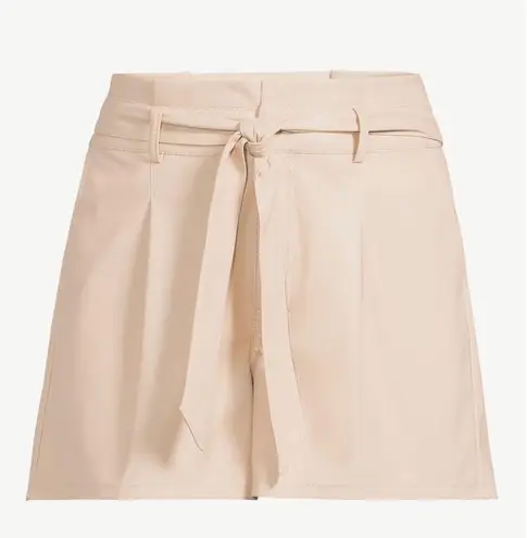 Sofia Vergara Faux Leather Shorts High Rise Size 16 Womens Beige New
