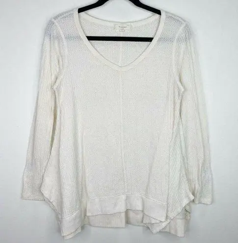 No Comment Waffle Knit White Oversized Top Shirt Size Medium M Womens