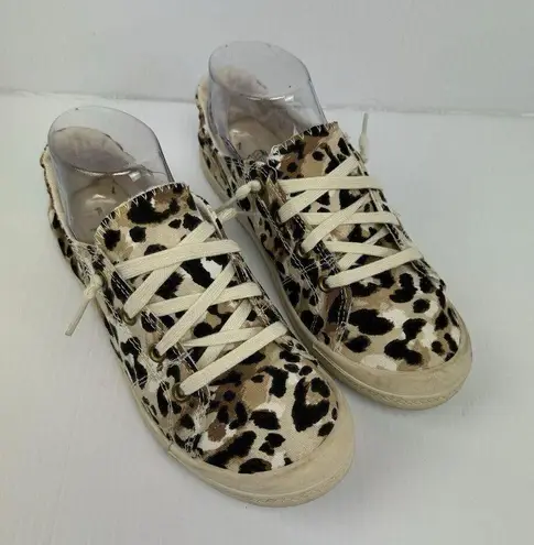 Time And Tru  Womens Size 7 Brown White Leopard Print Sneakers Scrunch Back Shoes