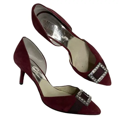 Michael Kors  Shirley Crystal Embellished Pumps d'Orsay Dark Red Size 8M