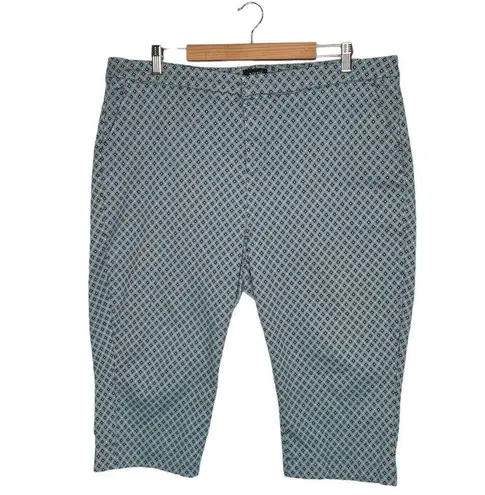 NYDJ Pants Womens 20W Everyday Trouser Capri Lift Tuck Technology Geometric Blue