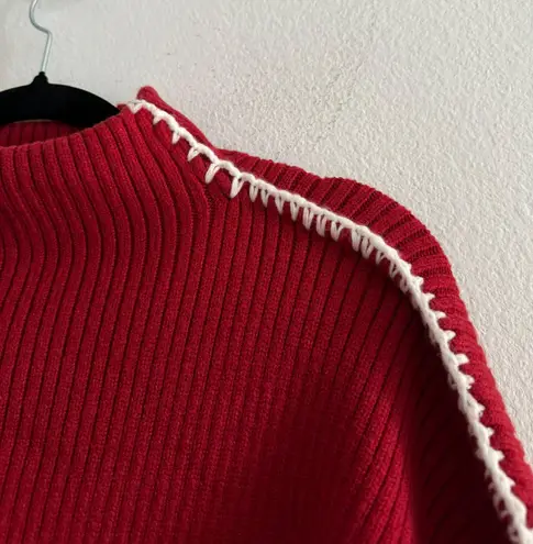 Chunky Stitching Oversized Red Sweater Size L