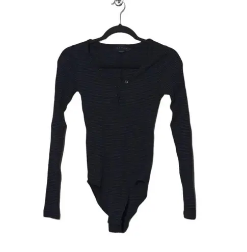 Hatch The Ruthie Bodysuit in Black/Charcoal Gray Stripe – Size 0 (XS) – EUC