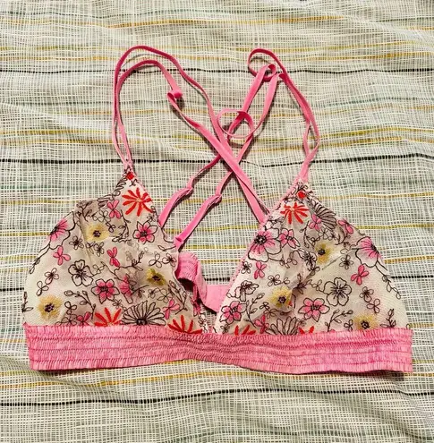 Aerie Floral Bralette Pink Size L