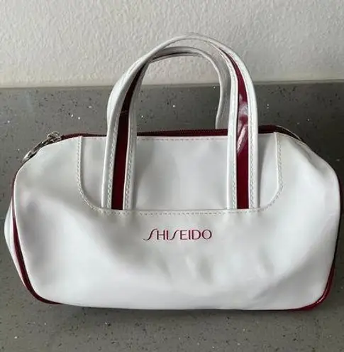Shiseido white and red Cosmetic Pouch Bag Skincare READ Silver