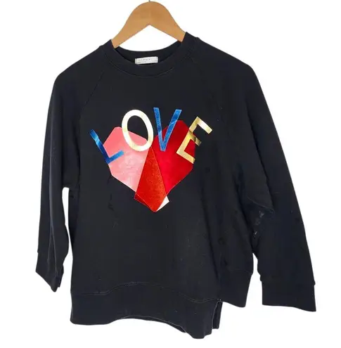 502 Style Black Sweatshirt with Vibrant Graphic Love Heart Free Size Size undefined