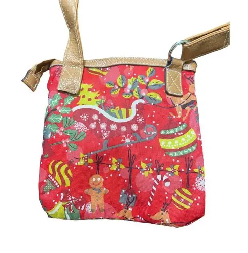 Lily bloom Red Christmas Crossbody Bag Adjustable Strap Reindeer READ