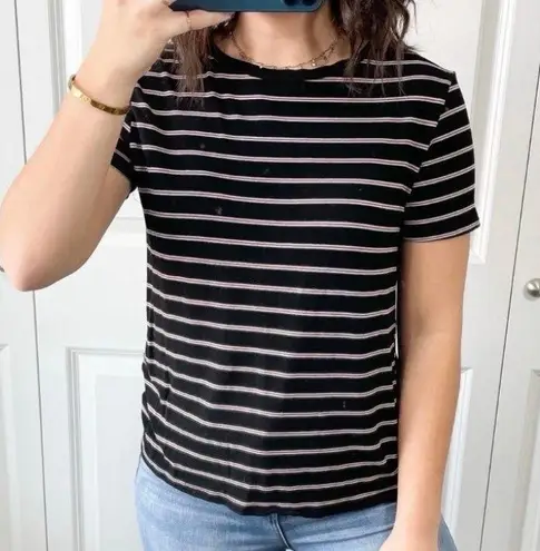 Heart & Hips Womens T-Shirt Stripe Short Sleeve Pullover SZ XL