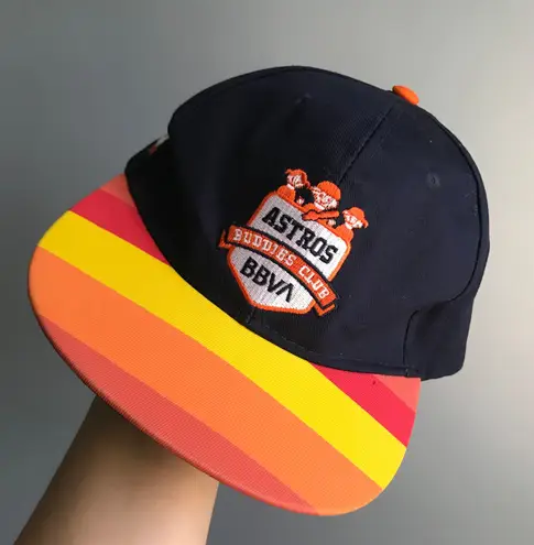 NAVY BLUE/ORANGE STRIPED HUSTON ASTROS SNAPBACK BASEBALL CAP HAT Orange
