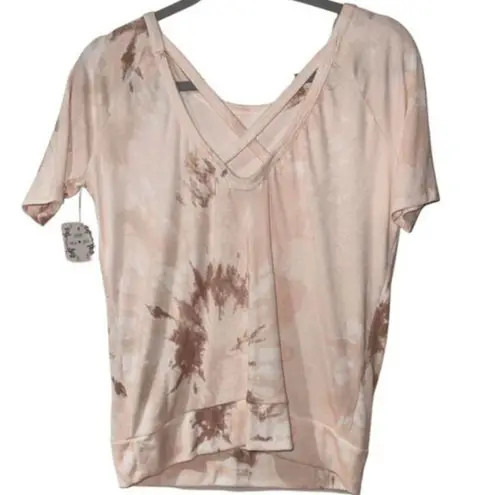 Poof New York PINK TIE DYE RIBBED STRETCH TOP MEDIUM