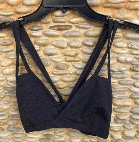 Chaser  Heather Charcoal Gray Criss Cross Strappy Bralette Size Medium. Soft NWT