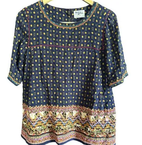 Holding Horses | Embroidered Boho Button Back Blouse | Size 2