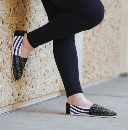 COLORADO ROCKIES MLB WOMENS STRIPE CANVAS SHOES SIZE 6 Black