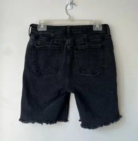 Free People  Avery Black Denim Bermuda Cut Off Button Fly Jean Shorts 28"