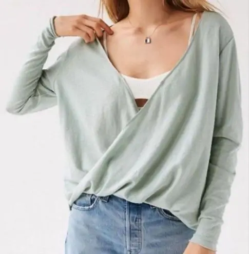 Urban Outfitters NWT  Out From Under Callie Draped Surplice Top Green Size Large