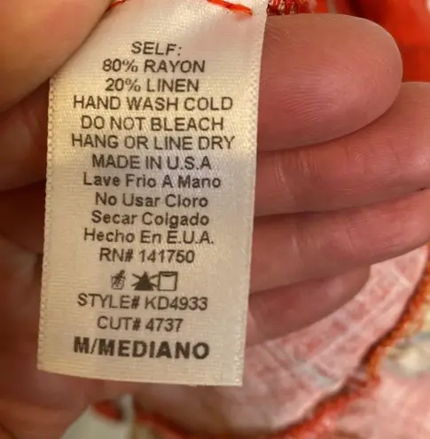 Orange Creek Los Angeles Floral Midi Dress Linen Boho Sz M Women’s Summer