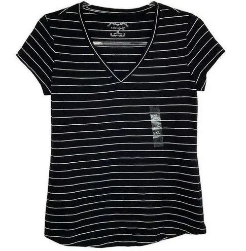 Maison Jules  Black White Stripes Short Sleeve Basic T-Shirt XS New