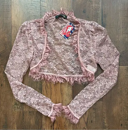 LAURA BYRNES for PINUP GIRL Clothing, Gothic lace bolero, size S, NWT Pink