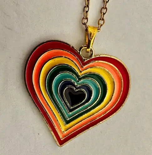 Colorful heart pendant necklace