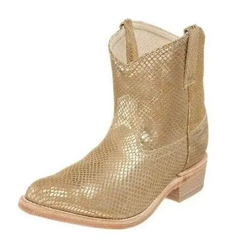 Miz Mooz Cabana Metallic Gold Snake Short Western Boots 7 Flashy