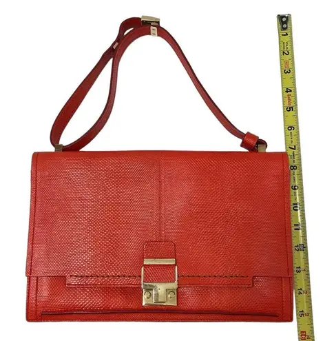 Lanvin Snakeskin Partition Shoulder Bag in Red
