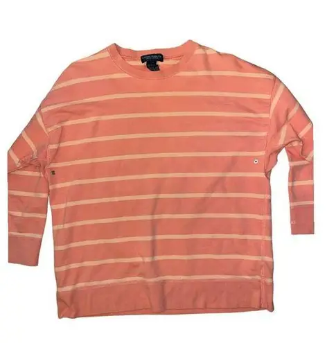 Ralph Lauren  salmon pink striped crew neck sweatshirt size medium women's