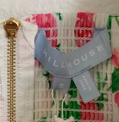 NWT Hill House Home Puff Sleeve Floral Bow Crop Top in White/Pink White