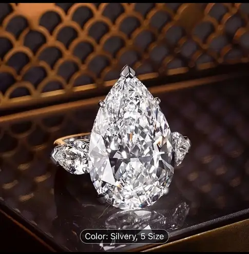 Elegant Promise Ring Inlaid Shining Evening Party Silver Ring