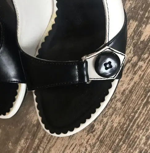 Vintage Seventeen Miles Marc slingback black white peep toe pinup heels size 7