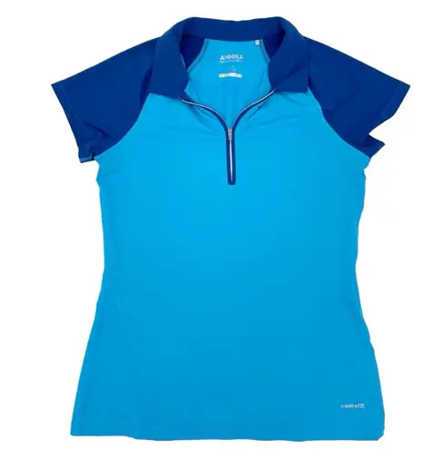 Cutter and Buck Annika Quarter Zip Golf Polo Top Blue UPF 50 Women's Size Small