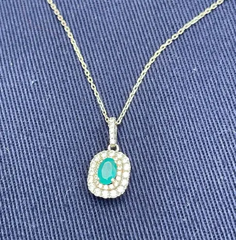 Diamond/Gemstone pendant OVL EMRL double HALO Dia 0.45 CTTW I1 HJ 14K 2TONE