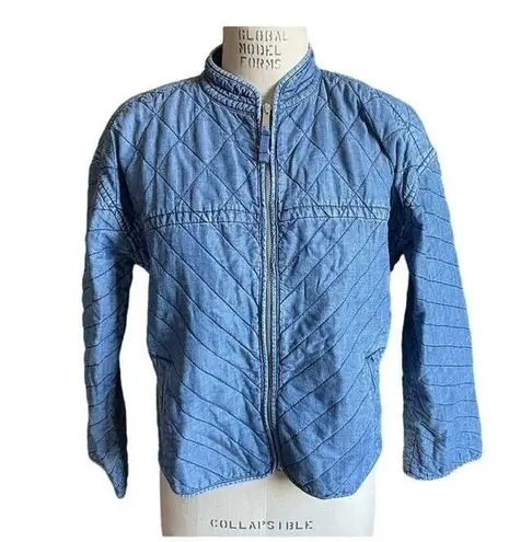 Gap  y2k Denim Quilted Zip Front Jacket Size Small - Image 1