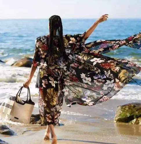 Walter Baker Tulum Tropical Print Caftan Beach Cover up One size