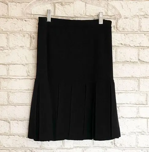 Adrienne Vittadini 100% Wool Black Fringe Skirt