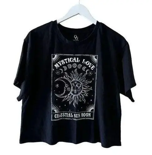 Organic Generation Black White Mystical Celestial Bohemian Cropped Lightweight Black Size L