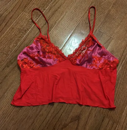 Savage x Fenty Lace'd Up Cami red and pink