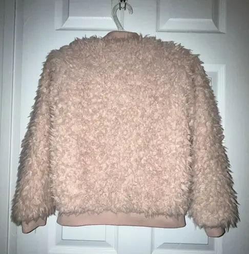 Forever 21 Fluffy Light Pink Bomber Jacket