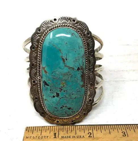 Sterling Silver NAVAJO turquoise cuff, 112.7g