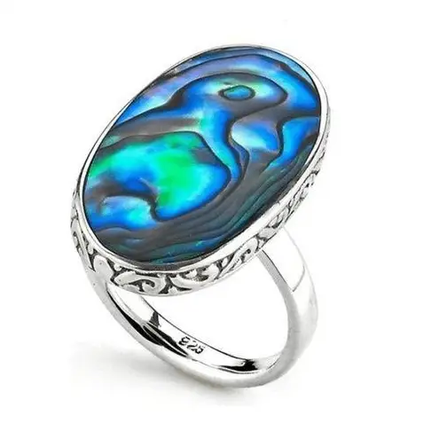 Samuel B. Sterling Silver Bezel Set Abalone Balinese Oval Ring, Sizes 6, NWT
