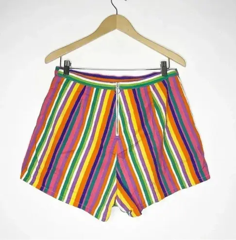 Frances Valentine women’s multicolor Zip Shorts Multi Stripe Size 10 Pink