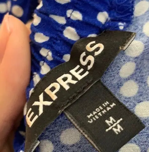 EXPRESS Blue Polka Dot Romper thumbnail 4