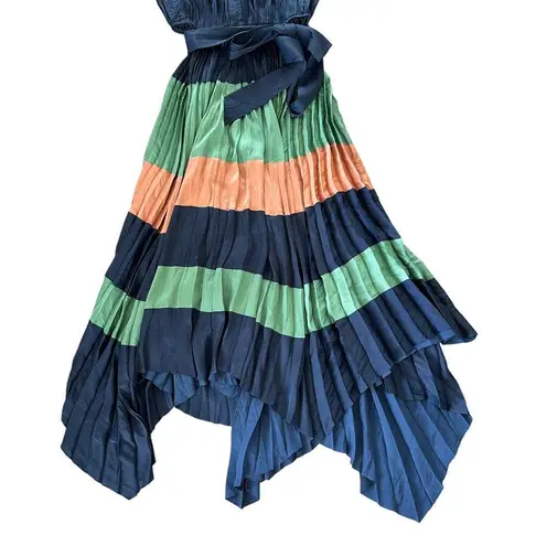 Ulla Johnson  Maysha Striped Pleated Handkerchief Dress Midnight