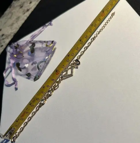 NWOT Gold Tone Clear Rhinestone Heart Tennis Bracelet Adjustable 6 3/4