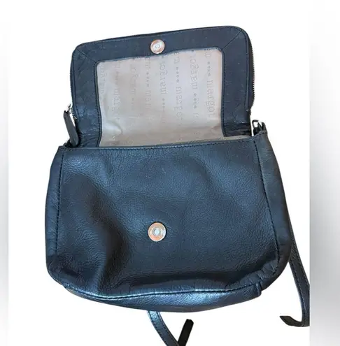 Margot Black Leather Foldover Crossbody Bag