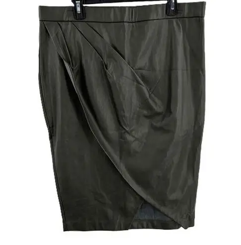 Maree Pour Toi Green Vegan Leather Wrap Front Pencil Skirt Womens Size 14