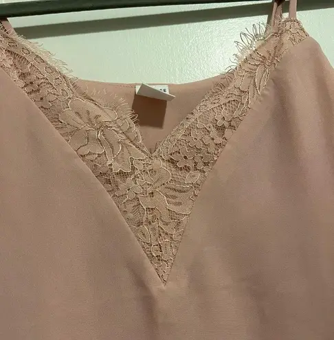 Melrose and Market Blush Pink V Neck Lace Trim Cami Tank Top XSmall NWT