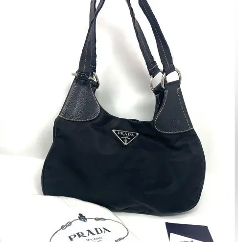 Prada  Tessuto Nylon Hamal Shoulder Bag Black