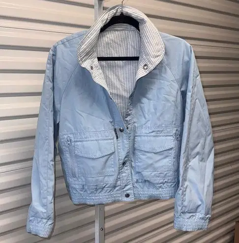 Vintage IZZI Jacket Blue PIN STRIP Women's Size MEDIUM